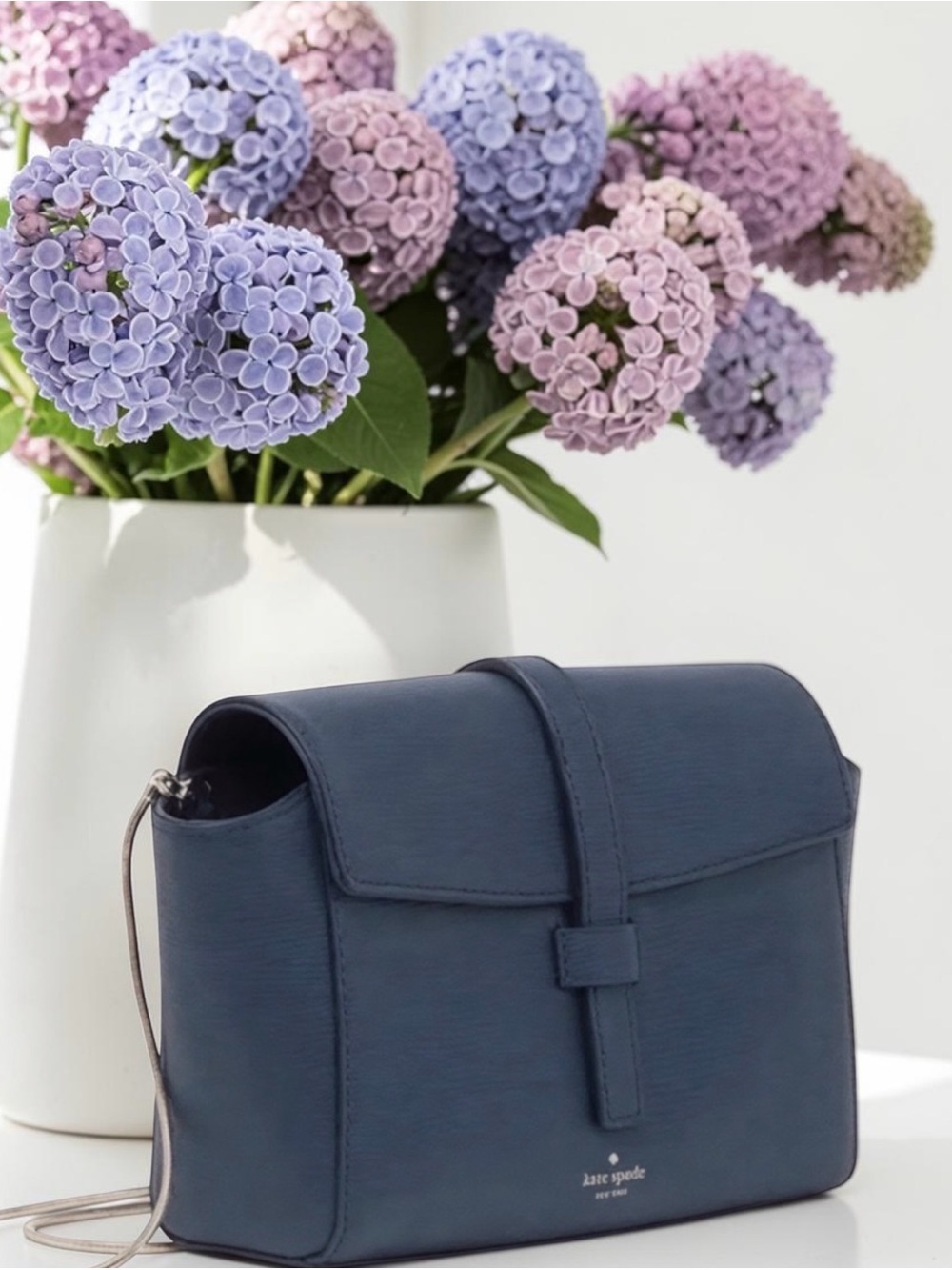 Kate Spade Riverside Emmie Petrol Blue Lizard Crossbody Bag | Silver Chain